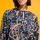 Vestido corto de algodón con volantes y estampado Sweet Blossom para mujer Azul marino detalles vista 1