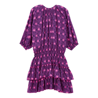Kurzes Hypno Shell Rüschenkleid aus Baumwolle für Damen Marineblau Rückansicht