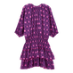 Kurzes Hypno Shell Rüschenkleid aus Baumwolle für Damen Marineblau Rückansicht