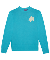 Maglione girocollo uomo in cotone e cashmere Turtle Blu di saint tropez vista frontale