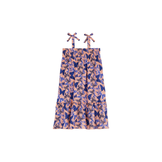 Vestido en gasa de algodón orgánico con estampado Disco Butterfly para niña Blush vista trasera