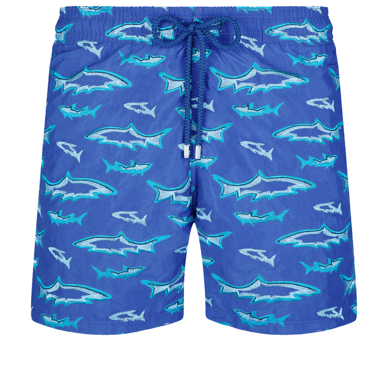 Costume Da Bagno Uomo Ricamato Requins 3d - Edizione Limitata - Costume Da Bagno - Mistral - Blu