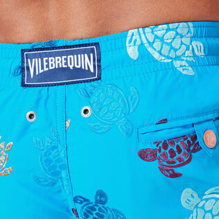 Men Swim Shorts Embroidered Ronde Des Tortues - Limited Edition Lazuli blue details view 4