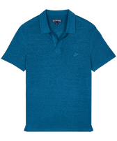 Men Linen Jersey Polo Solid Calanque front view