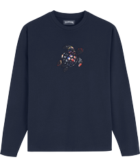 Camiseta con logotipo estampado de pana Neo Medusa para hombre Azul marino vista frontal