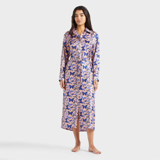 Women Long Silk Shirt Dress Blush front worn view