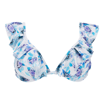 女士 Flash Flowers 挂脖式比基尼上衣 Purple blue 正面图