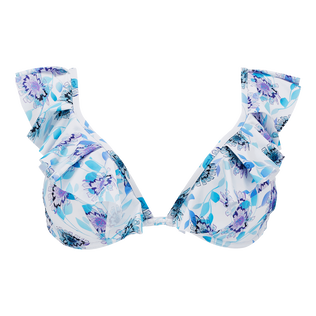 女士 Flash Flowers 挂脖式比基尼上衣 Purple blue 正面图