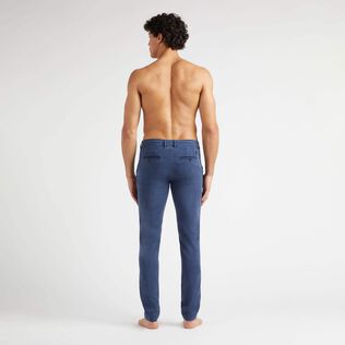 Men Tencel Cotton Chino Pants Solid Midnight back worn view