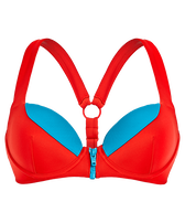 Women contrasted Bikini top with underwires - Vilebrequin x JCC+ - Limited Edition Red polish front view