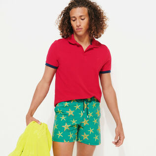 Starfish Dance Badeshorts mit Stickerei für Herren – Limitierte Serie Linde Details Ansicht 1