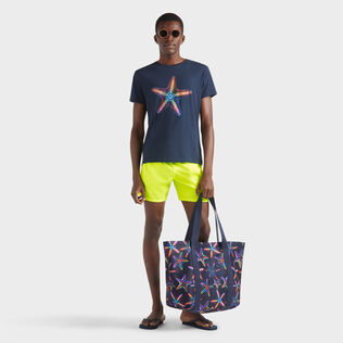 Men Ultra-Light and Packable Swim Trunks Solid Neon yellow details view 1