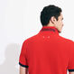 Men Cotton Pique Polo Shirt Solid Poppy red details view 1