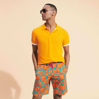 Men Cotton Pique Polo Shirt Solid Carrot 细节视图2