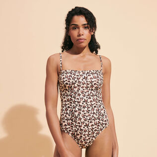Turtles Leopard Bustier-Badeanzug für Damen Straw Details Ansicht 1