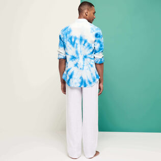 Men Linen Pants Solid White details view 6