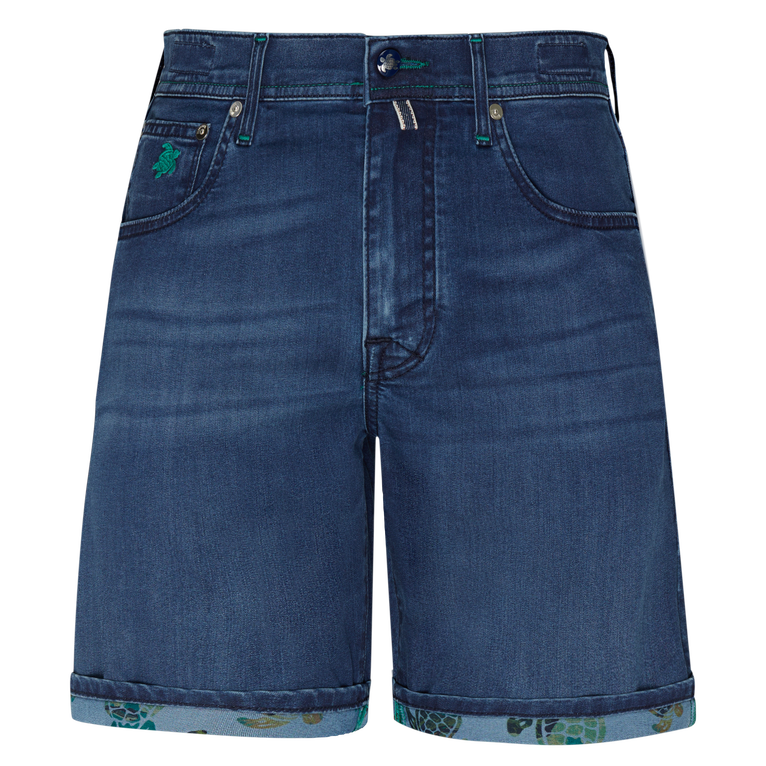 Vilebrequin Men Denim Bermuda Shorts Tahiti Turtles - Garonne - Blue - Size 36