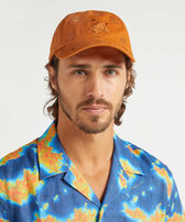 Embroidered Cap Turtles All Over Caramel front worn view