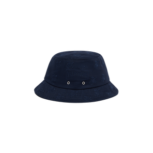 Embroidered Bucket Hat Turtles All Over Marineblau Vorderansicht