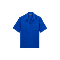 Camisa de bolos de lino de color liso para hombre Marrakech vista frontal