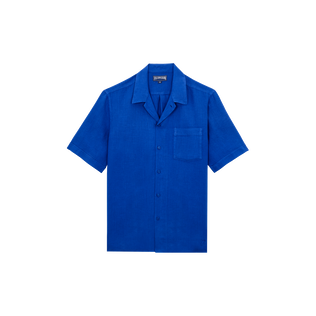 Camisa de bolos de lino de color liso para hombre Marrakech vista frontal