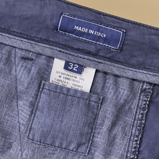 Men Tencel Cotton Bermuda Shorts Solid Navy details view 3