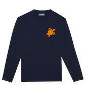 Langärmeliges Turtle Patch T-Shirt aus Baumwolle für Herren Marineblau Vorderansicht