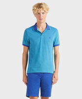 Polo en coton organique couleur changeante homme uni Marrakech vue portée de face