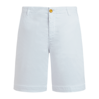 Men Tencel Satin Bermuda Shorts Solid White front view