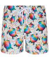 Men Stretch Swim Shorts Tortugas - Vilebrequin x Okuda San Miguel Multicolor front view