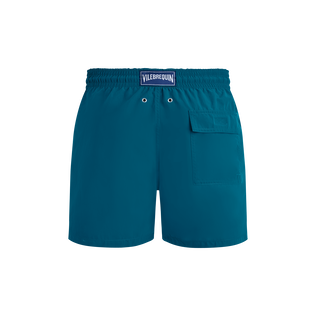 Men Swim Trunks Solid Peacock back view