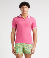 Men Organic Cotton Polo Shirt Solid Petunia front worn view