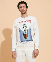 Sweatshirt col rond en coton et polaire homme Inboard Boat Off-white vue portée de face