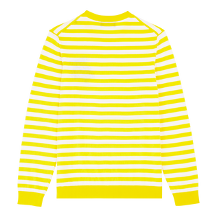 Men Crewneck Striped Cotton Sweater Yellow/white back view
