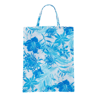 Pareo de gasa de algodón con estampado Tahiti Flowers unisex Blanco vista trasera desgastada