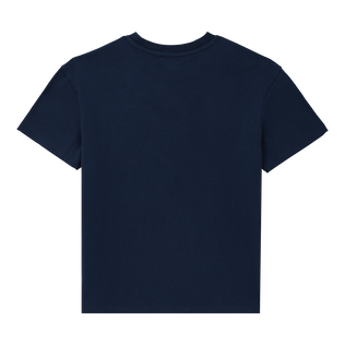 Camiseta de algodón orgánico para niño Azul marino vista trasera