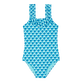 Bañador de una sola pieza con estampado Micro Waves para niña Lazulii blue vista frontal