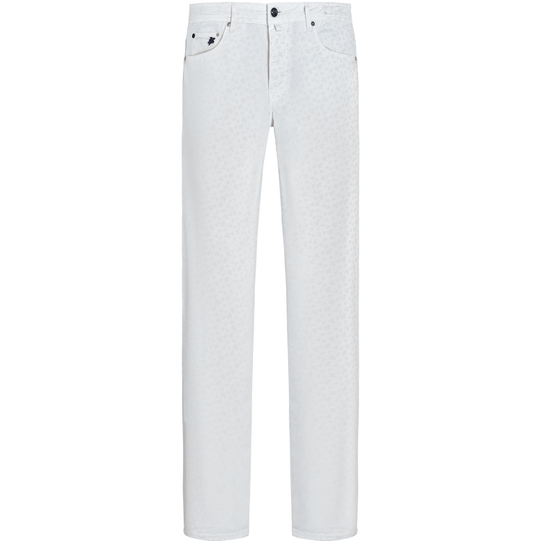 Pantaloni A 5 Tasche In Gabardine Leggero Micro Ronde Des Tortues - Jean - Gbetta18 - Bianco