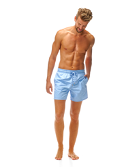Men Swimwear Solid Sky blue front worn view
