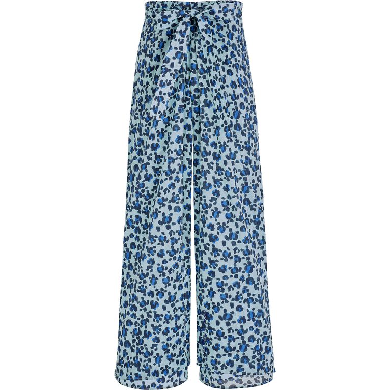 Women Organic Cotton Voile Pants Turtles Leopard- Vilebrequin X Angelo Tarlazzi - Lamiss - Blue - Size XL - Vilebrequin