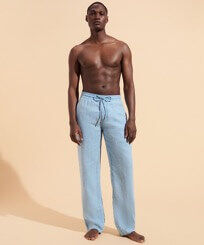 Men Linen Pants Solid Mineral Dye Source front worn view