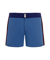 Men Stretch Swim Trunks Flat Belt Color Block Storm front view