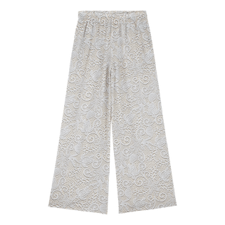 Pantaloni donna in voile di cotone Dentelles Bianco vista frontale