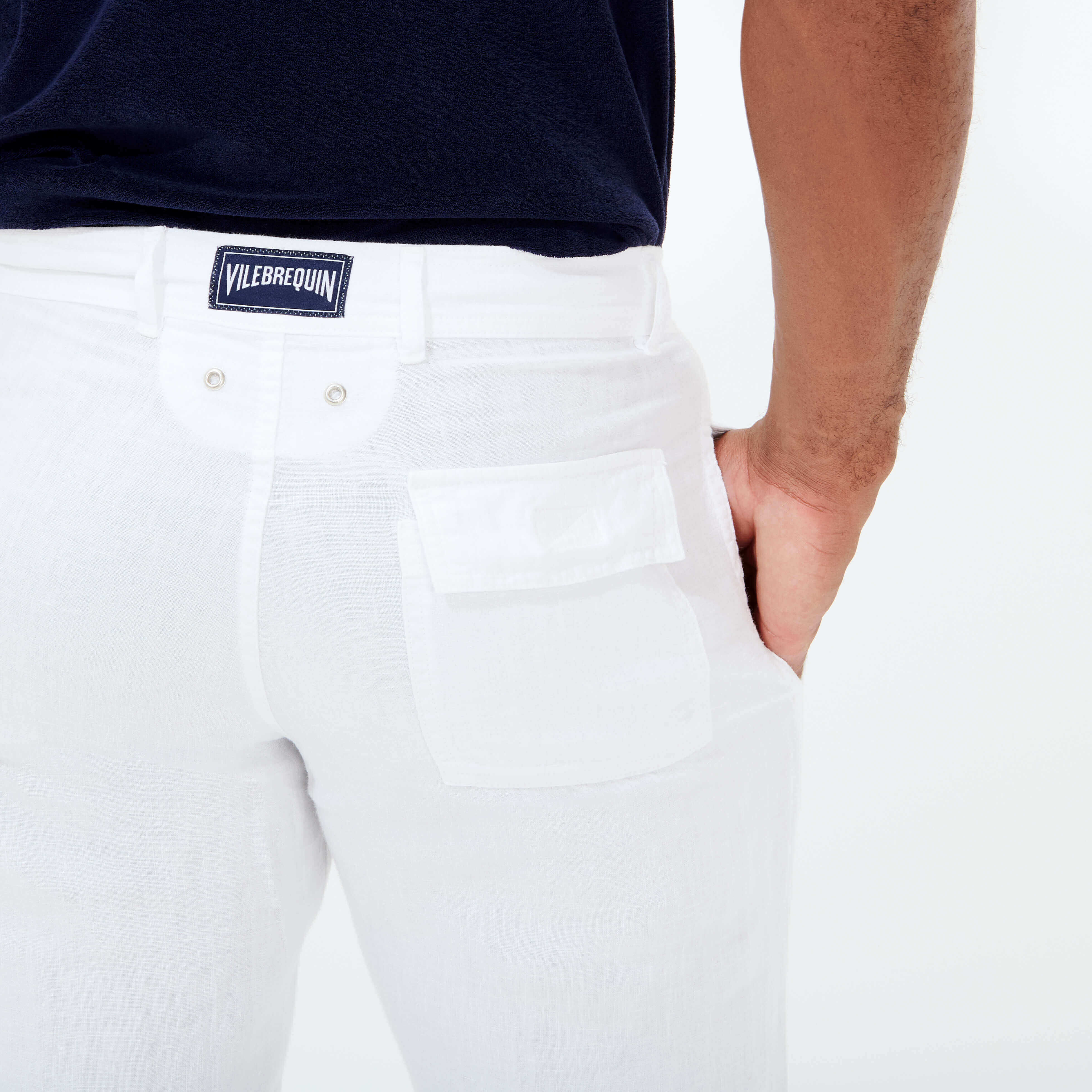 Pantal n de lino de color liso para hombre Pantalones de