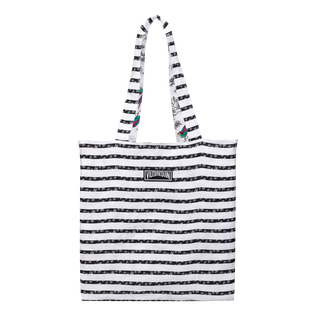 Reversible Linen Beach Bag Micro Rondes des Tortues Rayee