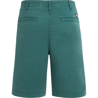 Men Tencel Cotton Bermuda Shorts Solid Emerald back view