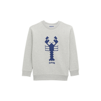 Sweat col rond enfant homard surpiqué Gris chine vue de face