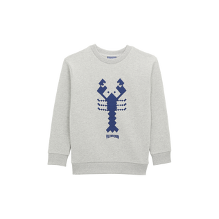 Sweat col rond enfant homard surpiqué Gris chine vue de face