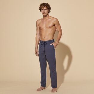 Men Cotton Modal Jogger Pants Navy front worn view