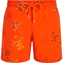 Men Swim Shorts Embroidered Tortue Multicolore - Limited Edition Apricot front view